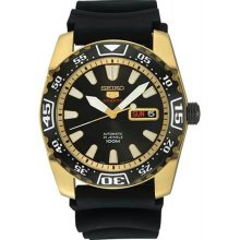 Men's Gold Tone Stainless Steel Automatic Black Dial Rubber Strap