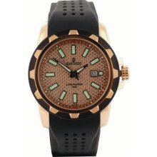 Men's Gold Tone Stainless Steel Landmaster Checkered Dial Rubber Strap