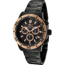 Men's Invicta II Chronograph Black Dial Black Ion Plated Stainless