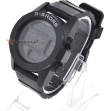 Men's Multifunction Silicone Digital LED Wrist Watch - Black