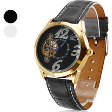 Men's Music Note Style Analog PU Mechanical Wrist Watch (Assorted Colors)