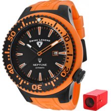 Men's Neptune Automatic Black Dial Orange Silicone ...