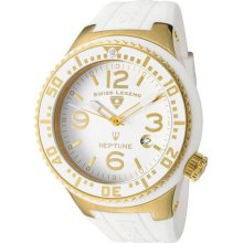 Men's Neptune White Dial Gold Tone Case White Silicone ...