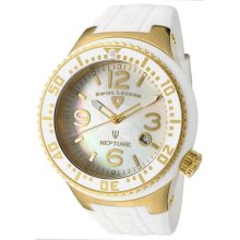 Men's Neptune White Mother Of Pearl Dial White Silicone ...