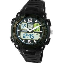 mens new black Popart analog/digital watch silicone band w/backlight 30M