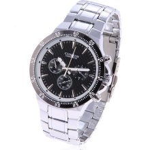 mens new Curren stainless quartz watch black &chrome face & chrome finish