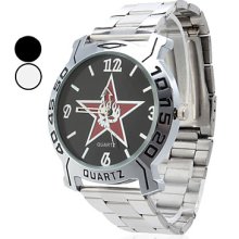 Men's Pentagram Design Steel Quartz Analog Wrist Sports Watch (Assorted Colors)