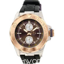 Men's Pro Diver Chronograph Stainless Steel Case Rubber Bracelet Brown Dial Rose