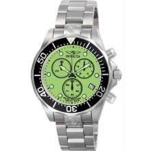 Men's Pro Grand Diver Stainless Steel Case and Bracelet Chronograph Green Dial