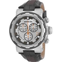 Men's Reserve Chronograph Silver Dial Grey Leather ...