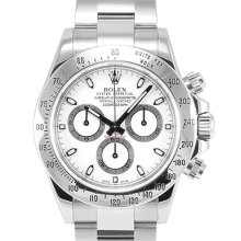 Mens Rolex Cosmograph Daytona Ss Watch White Dial Oyster Band Tachymeter 116520