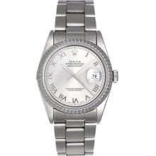 Men's Rolex Datejust Watch 16220 Rhodium (Silver Colored) Dial
