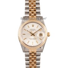 Men's Rolex Steel & Gold Date Watch 15003 Silver Dial