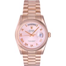 Men's Rose Gold Rolex President Day-Date Watch 118205 Rose Dial