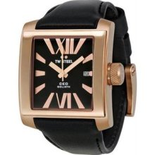 Men's Rose Gold Tone Stainless Steel Ceo Goliath Quartz Black Dial