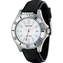 Mens Sector R3251161545 Quartz Analogueue White Dial Black Leather Watch