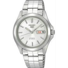 Men's Seiko 5 Automatic Silver Tone Dial Link Bracelet