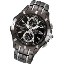 Men's Seiko Coutura Two-Tone Stainless Steel Chronograph Watch with Round Black Dial (Model: SNAE57) seiko