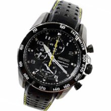 Men's Seiko Sportura Black Ion-Plated Stainless Steel Watch with Round Black Dial (Model: SNAE67) seiko