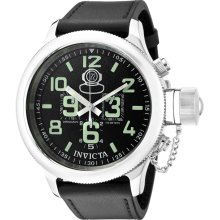 Men's Signature/Russian Diver Chronograph Black Dial Black Genuine Leather