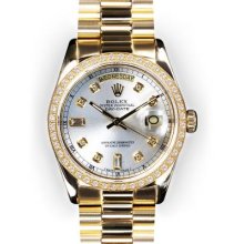 Men's Silver Dial Beadset Bezel Rolex Day Date President (124)