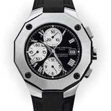 Mens Stainless Steel Black Dial Baume & Mercier Riviera Chronograph