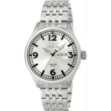 Men's Stainless Steel Case and Bracelet Silver Dial Day and Date Displays