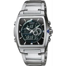 Men's Stainless Steel Edifice Square Black Dial Chronograph