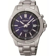 Men's Stainless Steel Kinetic Blue Dial Date Display