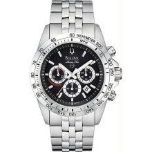 Men's Stainless Steel Marine Star Chronograph Black Dial Tachymeter