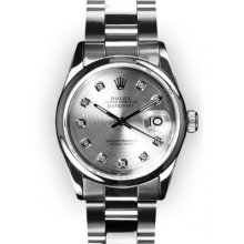 Mens Stainless Steel Oyster Silver Dial Smooth Rolex Datejust