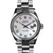 Men's Stainless Steel Oyster MoP Dial Smooth Bezel Rolex Datejust