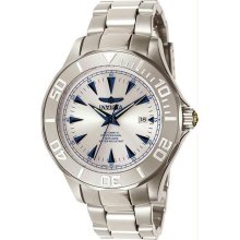 Men's Stainless Steel Pro Diver Automatic Silver Tone Dial Blue Accents