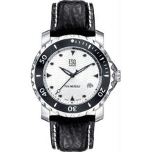 Men's Stainless Steel Submersible 100m Silver Tone Wave Dial