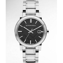 Men's Stainless Steel Watch with Black Dial