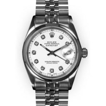 Men's Stainless Steel White Dial Smooth Bezel Rolex Datejust (323)