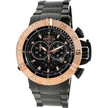 Men's Subaqua Chronograph Stainless Steel Case and Bracelet Black Tone Dial Date