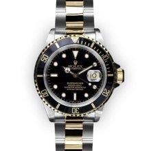 Men's Two Tone Black Dial Unidirectional Rotating Bezel Rolex Submariner (1274)