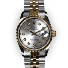 Men's Two Tone Silver Dial Fluted Bezel Rolex Datejust (202)