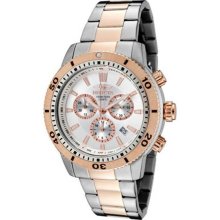 Men's Two Tone Stainless Steel Case and Bracelet Chronograph Silver Di