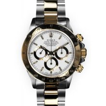 Men's Two Tone White Dial Tachymeter Bezel Rolex Daytona Cosmograph