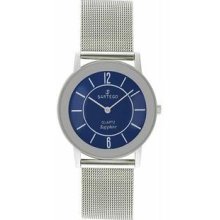 Men's Ultra Thin Stainless Steel Dress Blue Dial Mesh