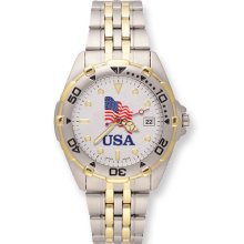 Mens Usa Flag All-Star Stainless Steel Band Watch Ring