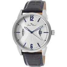 Men's Watzmann Silver Textured Dial Blue Genuine Leather ...