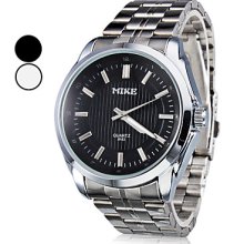 Men's Wrist Style Steel Quartz Analog Watch (Silver)