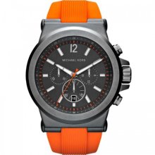 Michael Kors Chronograph Orange Silicone Strap Mens Watch