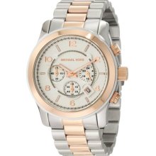 Michael Kors Ladies Two Tone Stainless Steel Case and Bracelet Chronograph Silver Dial MK8176