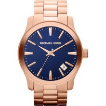 Michael Kors 'Large Runway' Blue Dial Bracelet Watch, 45mm