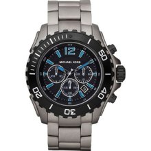 Michael Kors Men's Stainless Steel Chronograph Quartz Black Dial Blue Hour Markers MK8231