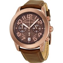 Michael Kors Mercer Chrono Chocolate Dial Rose Gold-Tone Ladies Watch